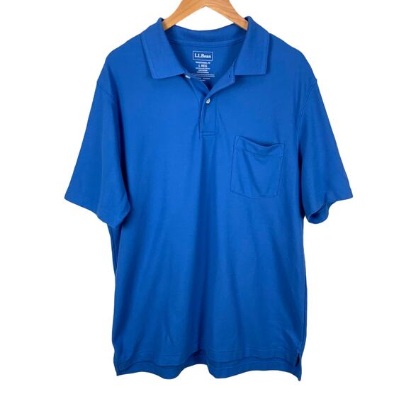LL Bean Blue Premium Double L Polo Shirt Traditional Fit Men's Large Regular L - Picture 1 of 7